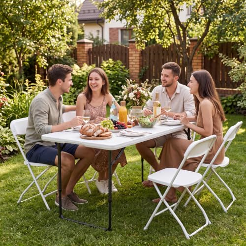 4FT Folding Table with Adjustable Height Portable Picnic & Camping Table