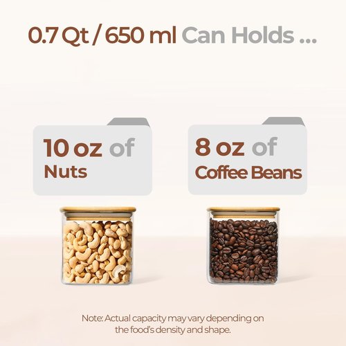 ComSaf Glass Food Storage Jars Set of 4 - Clear Containers with Lids for Pantry Organization | Ideal for Spices, Tea, Coffee, and Sugar