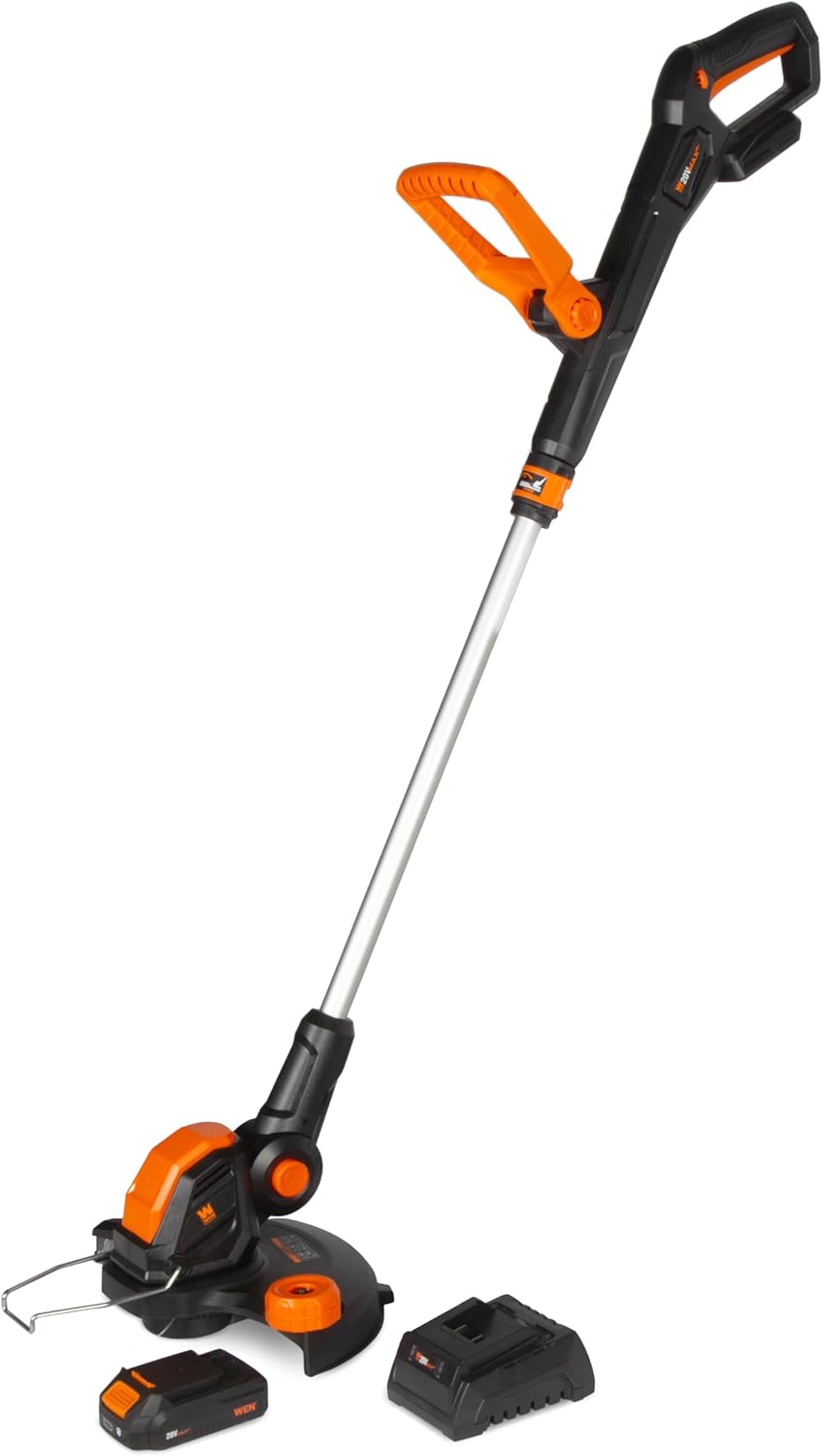 Wen 20V Max Cordless 2-in-1 String Trimmer & Edger - 12-Inch Cutting Diameter, 2Ah Battery & Charger