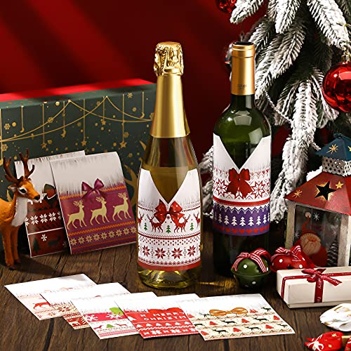 Zonon Christmas Sweater Style Wine Bottle Labels - Set of 54 Holiday Decor Stickers