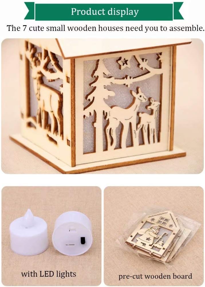 Skiennix Wood Craft Kits - Unfinished 3D Wooden House Puzzle Toy for Kids & Adults | 7 Pieces Included