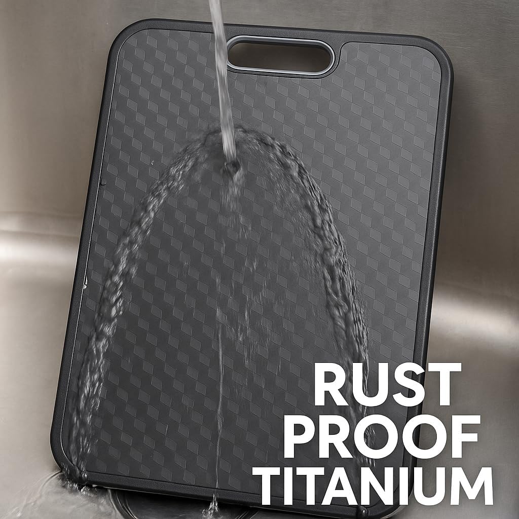 Titanium Cutting Board - Double-Sided Food Grade, Scratch Resistant & Dishwasher Safe | Large Size