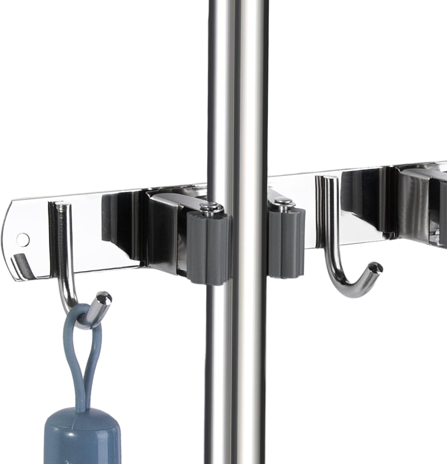 Voze Mop and Broom Holder - 2 Racks & 3 Hooks | Heavy-Duty Wall Mount Organizer for Kitchen & Garage