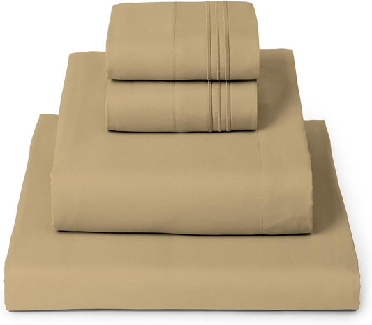 Mellanni Queen Sheets Set - Iconic Collection Luxury Bedding | Extra Soft, Cooling, Wrinkle-Resistant (Gold)