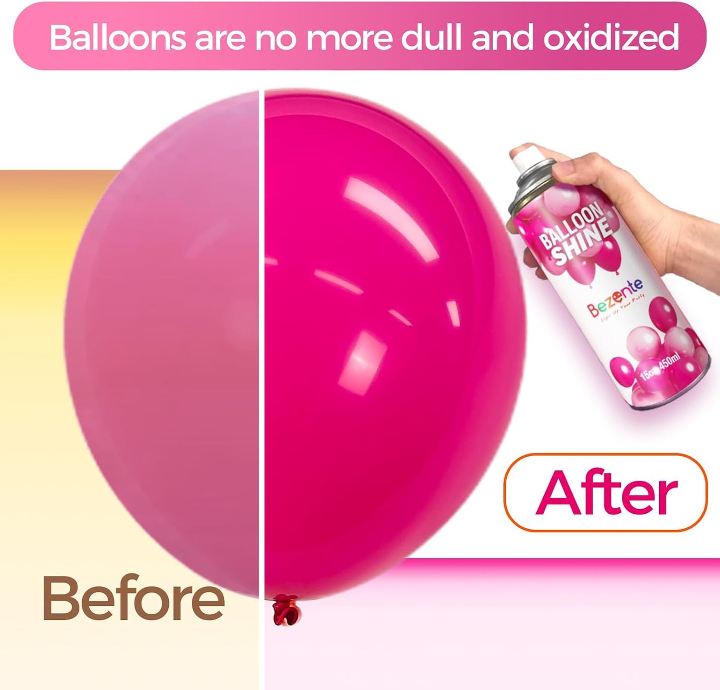 Bezente Balloon Shine Spray - High Shine, Waterproof Formula | 2 x 15oz Dual Nozzles for Precision & Wide Spray
