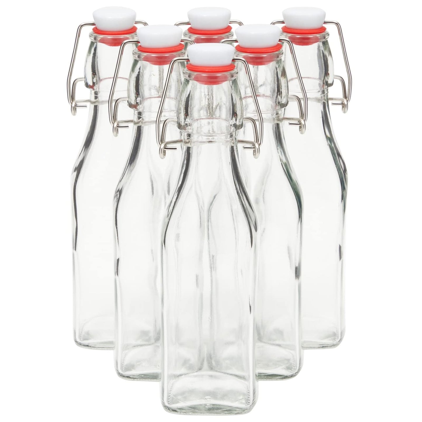 Juvale 6 Pack 8 oz Swing Top Glass Bottles with Stoppers, Cleaning Brush - Hot Sauce Bottles for Vanilla Extract, Infused Oil, Syrup, Homemade Kombucha
