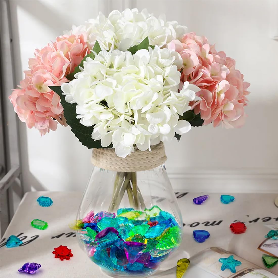 Skiennix Sensory Bin Filler - 180 Pcs Plastic Gemstones & Fake Seashells for Kids | Ocean-Themed Fun
