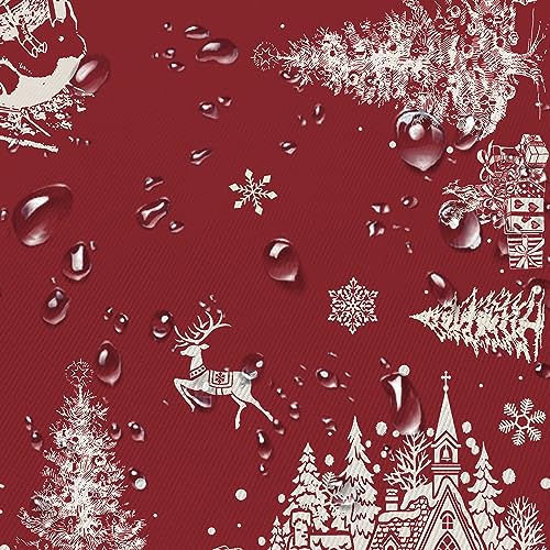 Oval Red Christmas Tablecloth 60 x 102 in — Waterproof Polyester for Holiday Dining, Yighty