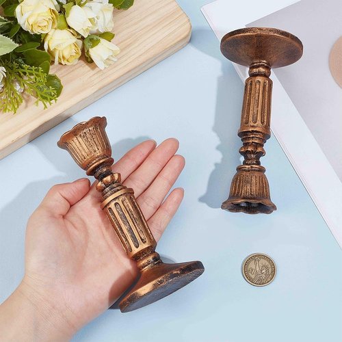 GORGECRAFT Vintage Taper Candle Holders - Antique Bronze Resin | 2-Piece Victorian Style Centerpiece