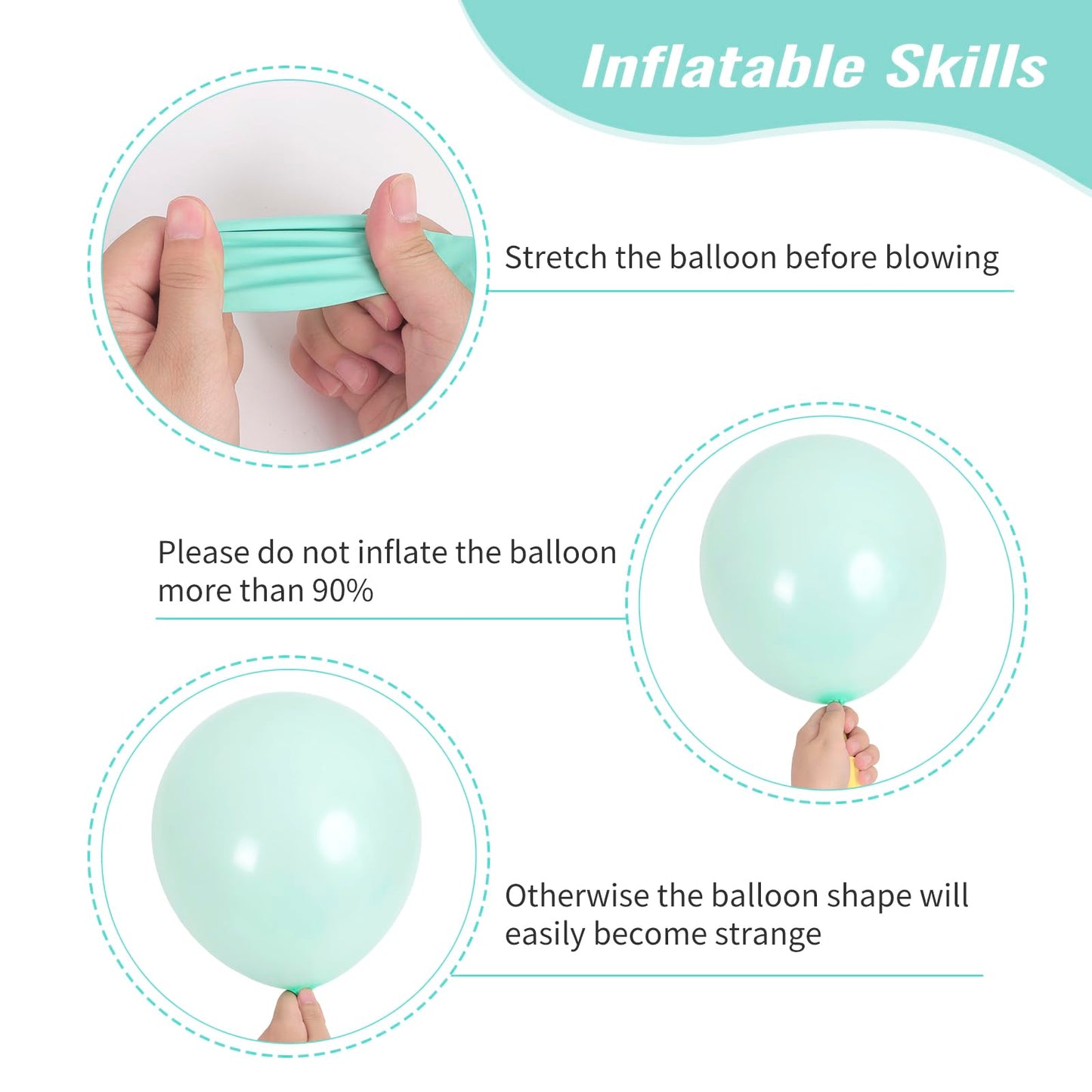 RUBFAC 129pcs Mint Green Balloons Different Sizes 18 12 10 5 Inch, Pastel Makani Blue Balloon Garland Arch Kit for Birthday Baby Shower Gender Reveal Easter Wedding Party Decoration