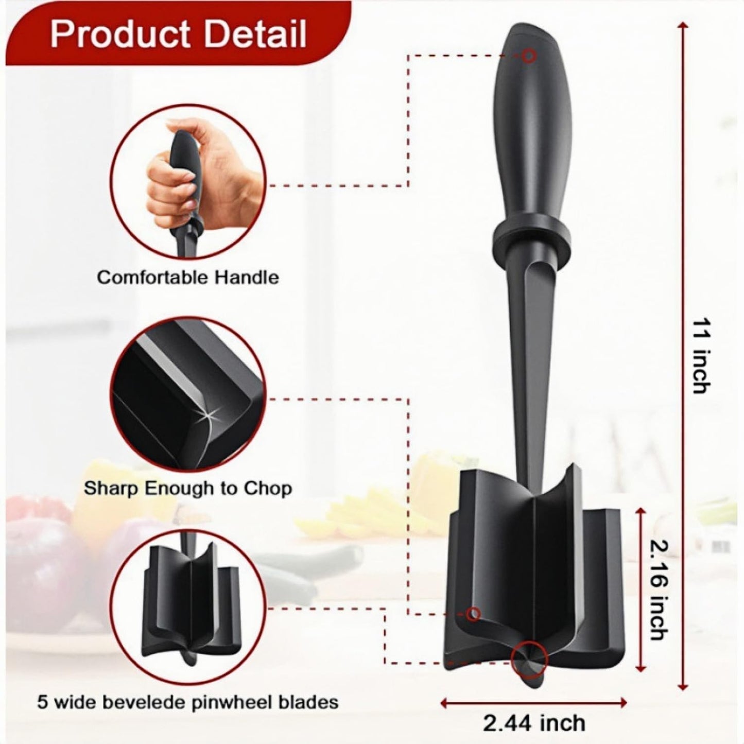 Meat Chopper,Ground Beef Meat Masher,Ground Beef Chopper Tool,Hamburger Smasher Tool,Plastic Meat Spatula Chopper,Meat Separator Kitchen Tool for Food Potato Bean