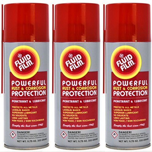 Fluid Film Rust & Corrosion Protection Spray - Multi-Purpose Metal Lubricant, 3 Aerosol Cans, 11.75oz