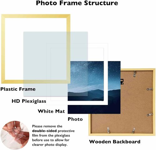JCJMY 12x12 Picture Frame - Elegant Gold Design with 10x10 Mat for Diamond Art & Photos