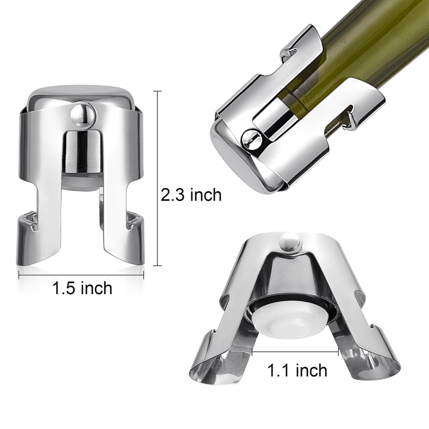 Tessco for you 36 Pcs Stainless Steel Champagne Stopper Bulk Reusable Bottle Sealer Wine Corker Champagne Cork Stopper Saver Plug for Prosecco Sparkling (Silver)