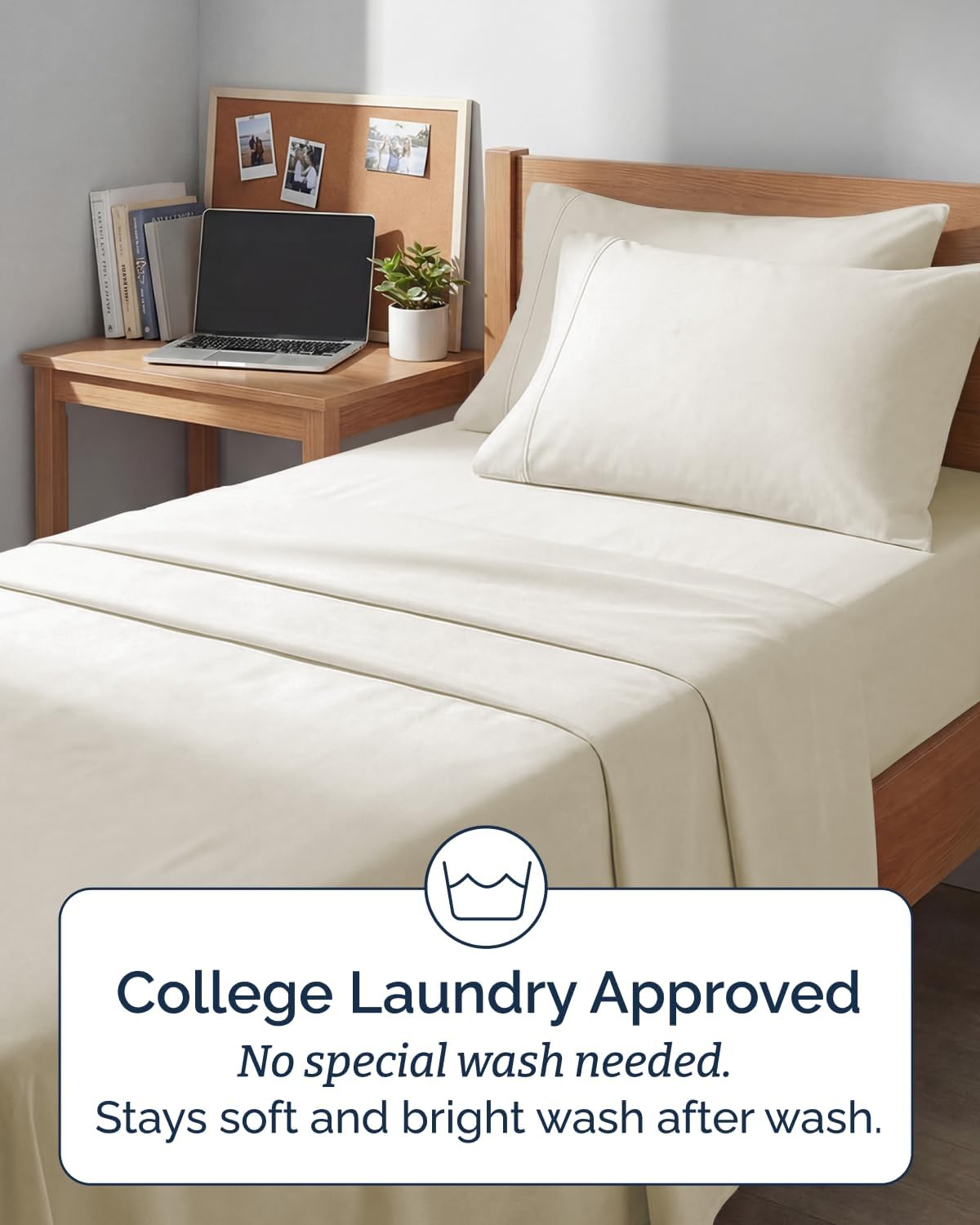 Skiennix Extra Deep Twin XL Sheet Set - 4-Piece Breathable Cooling Bedding - Soft, Wrinkle-Free Off White