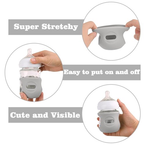 Avent | 3-Pack Silicone Sleeves for Natural Glass Baby Bottles - Anti-Breakage Protection (Grey, Dark Blue, Apricot)