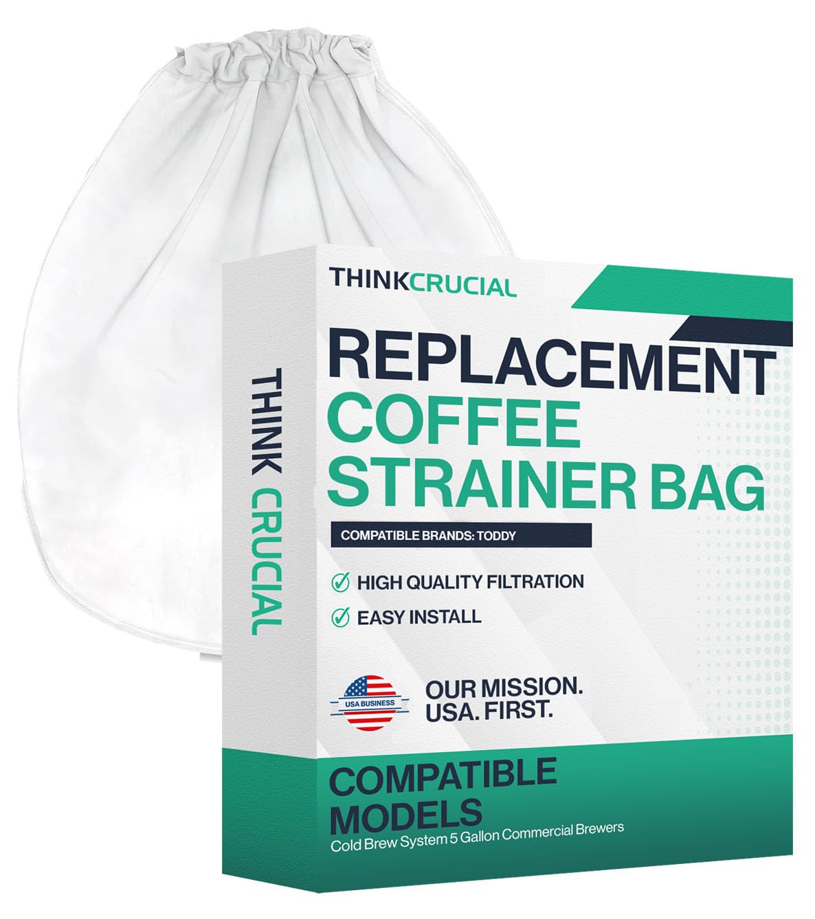 2 Replacement Strainer Bags Compatible With Toddy« Cold Brew System 5 Gallon Commercial Brewers, Washable & Reusable - by Think Crucial (2 Pack)