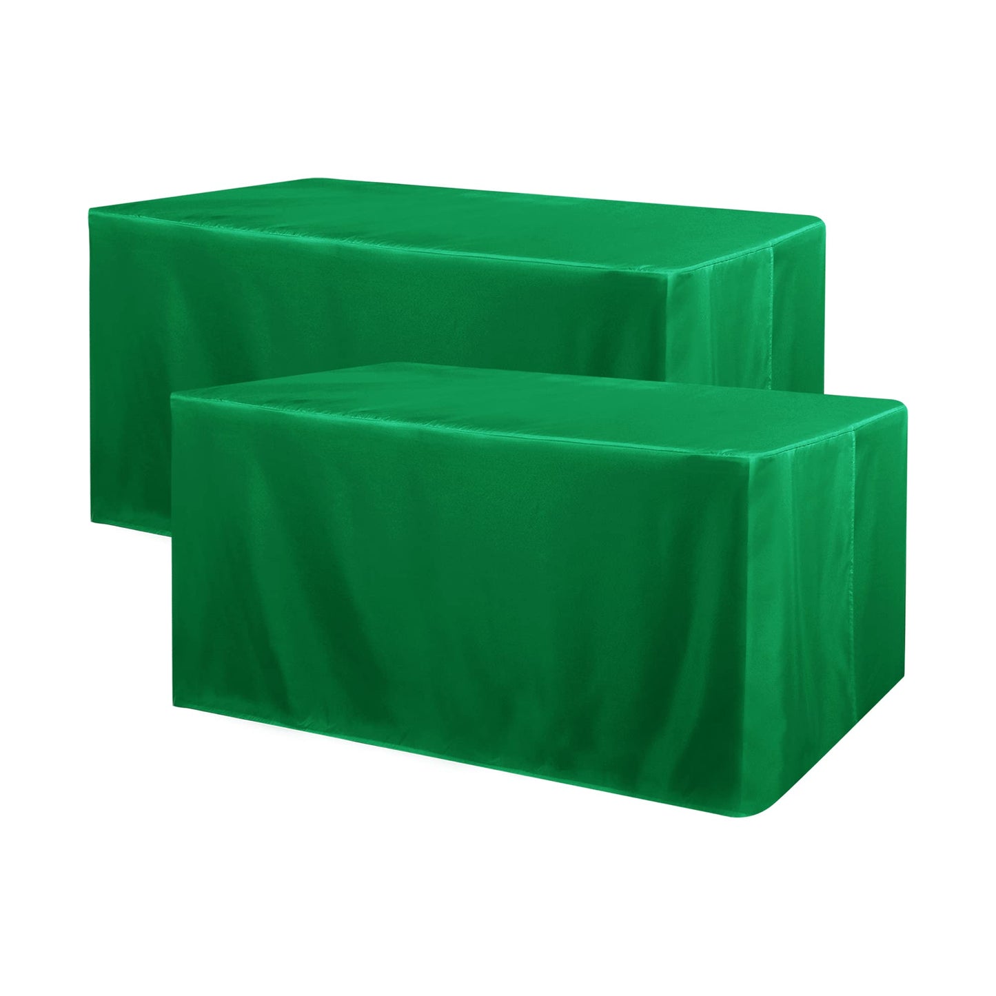Obstal 2 Pack Green Table Clothes for 6 Foot Rectangle Tables - Water Resistant Washable Fabric Polyester Rectangle Table Cover Protector for Wedding, Banquet and Trade Shows, 72L x 30W x 30H Inches
