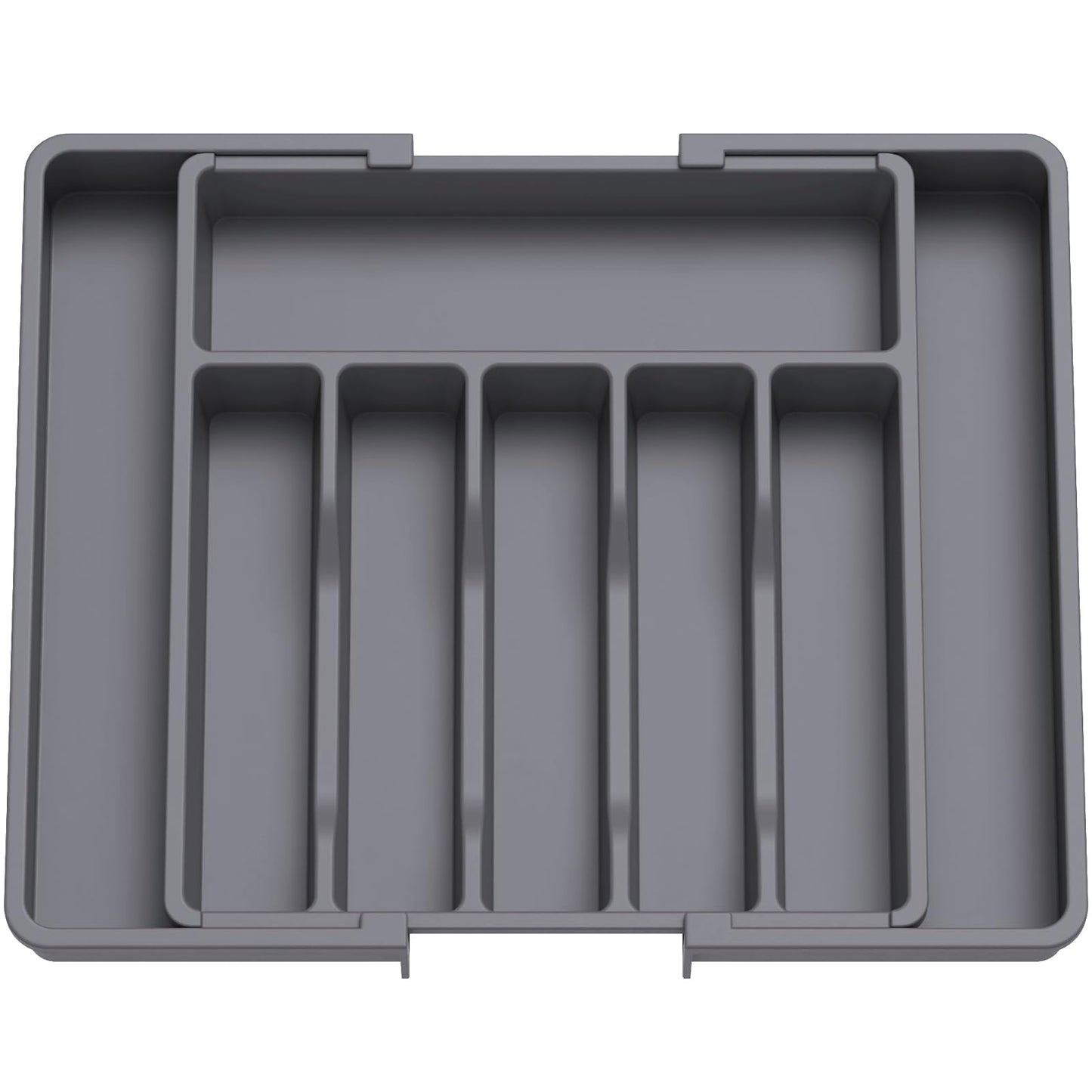 Lifewit Silverware Drawer Organizer, Expandable Utensil Tray for Kitchen, BPA Free Flatware and Cutlery Holder, Adjustable Plastic Storage for Spoons Forks Knives, 13-22 x 15", Dark Gray