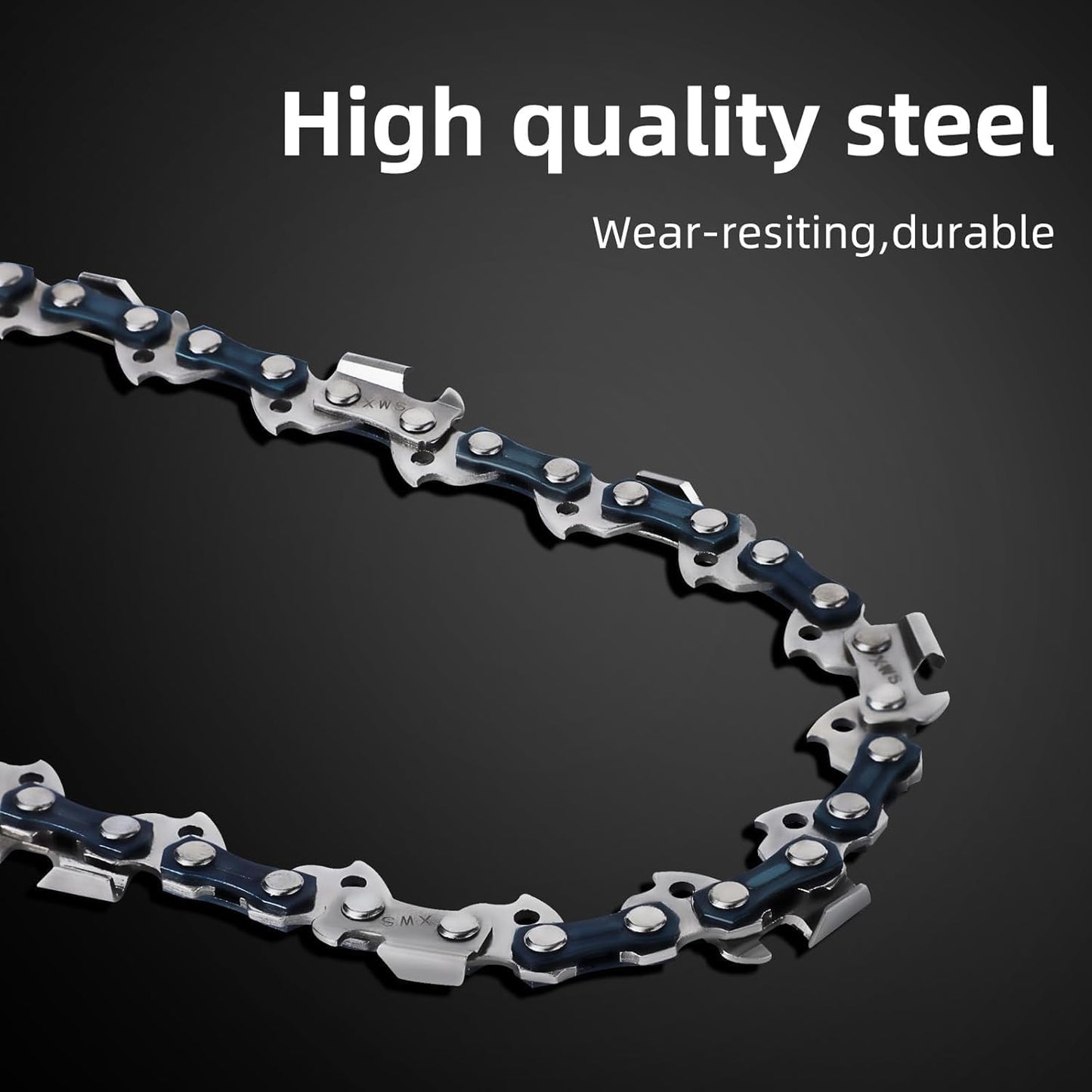 Skiennix 8-Inch Chainsaw Chain - 4 Pack, 0.050" Gauge, 3/8" LP Pitch, 33 Drive Links | Compatible with Sun Joe, Greenworks, and More
