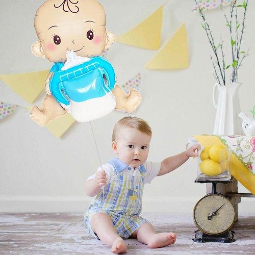 AnnoDeel 2 Pcs 20" x 31" Baby Balloon,Boy and Girl Large Size and Thickened Foil Balloons,Helium Balloons for Wedding Birthday Party Decoration