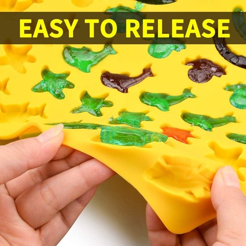 Gummy Molds Hard Candy Molds - Candy Molds Silicone Including Worms, Starfishs, Dolphins, Octopus, Sharks Sea Mold, Pack of 3 Ocean Molds