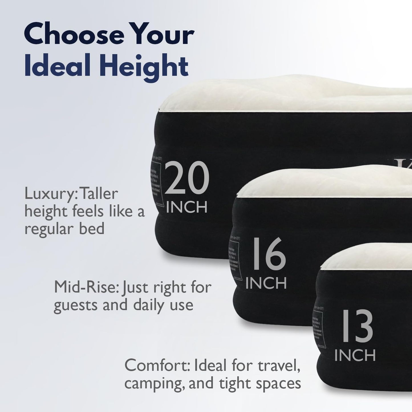 King Koil Luxury Twin Air Mattress - Built-In Pump, 20” Double High, Waterproof, 1-Year Warranty
