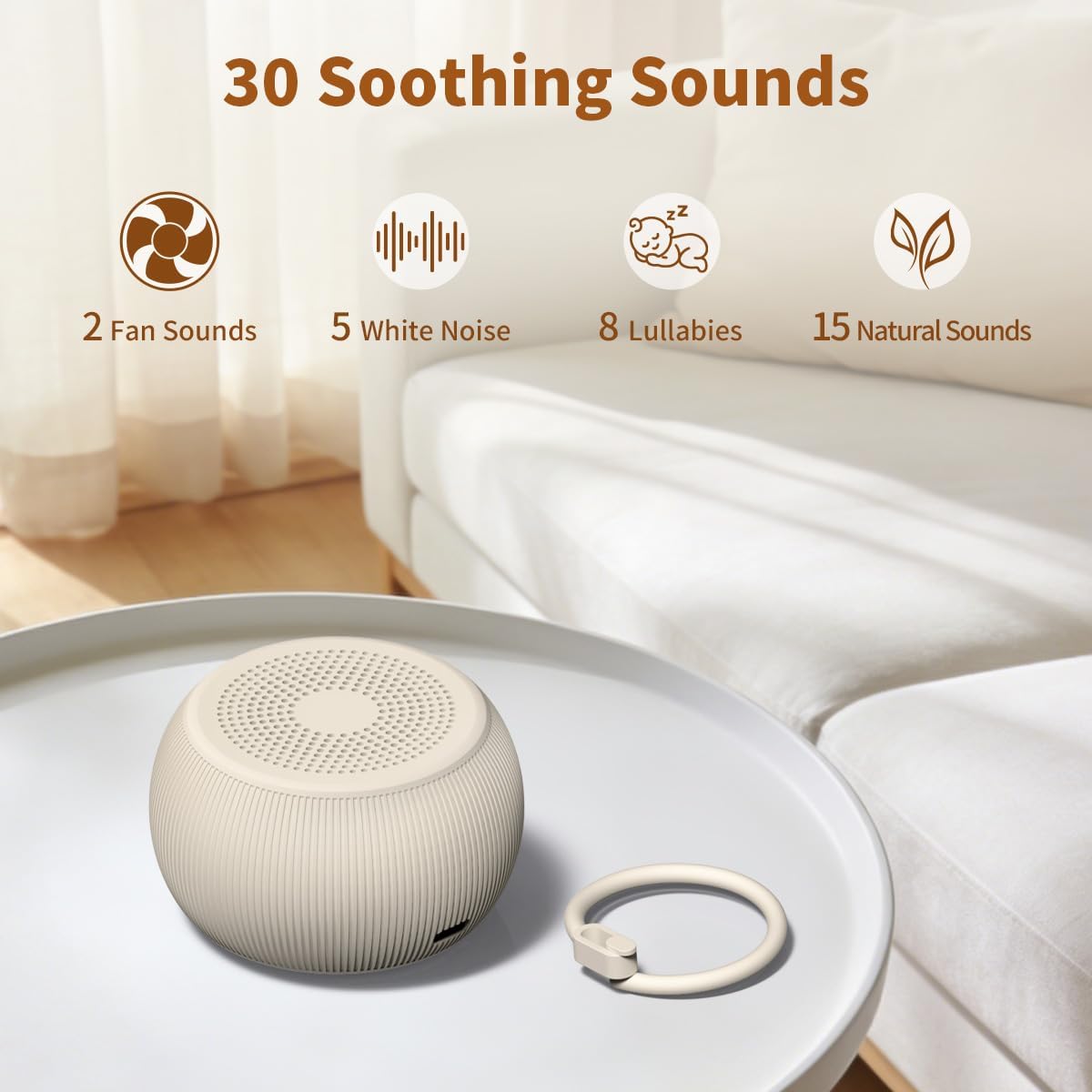 Skiennix Portable Travel Sound Machine - 30 Soothing Sounds, 40-Hour Battery Life, Adjustable Volume for Home & Baby