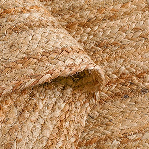 Hausattire 2'x3' Natural Jute Braided Kitchen Rug - Handmade Durable Reversible Mat
