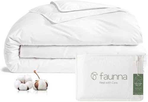 FAUNNA 100% Cotton Duvet Cover - Hypoallergenic & Bed Bug Proof | White Minimalist Design (Queen)