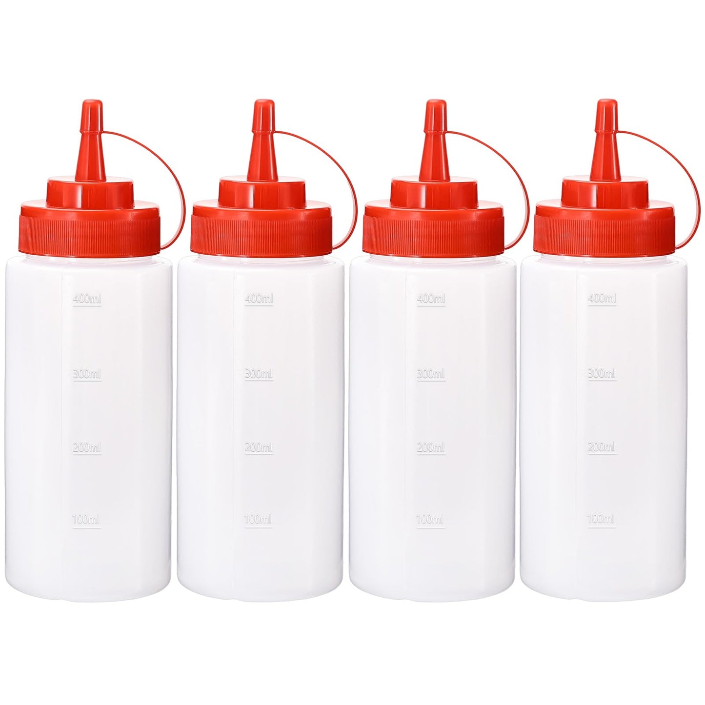Katfort Squirt Bottles for Sauces Ketchup Bottles Squeeze, 2 Pack 12oz Condiment Squeeze Bottles for Liquids BBQ Dressing Pancake Art, Plastic Sauce Bottle with Cap Lid