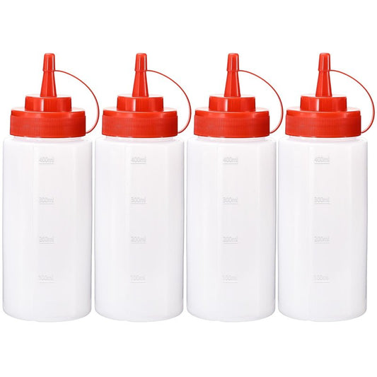 Katfort Squirt Bottles for Sauces Ketchup Bottles Squeeze, 2 Pack 12oz Condiment Squeeze Bottles for Liquids BBQ Dressing Pancake Art, Plastic Sauce Bottle with Cap Lid