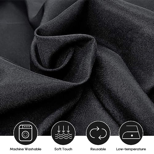 Surmente 5-Pack 90x132 Inch Black Rectangle Tablecloth for 6-8 Foot Tables