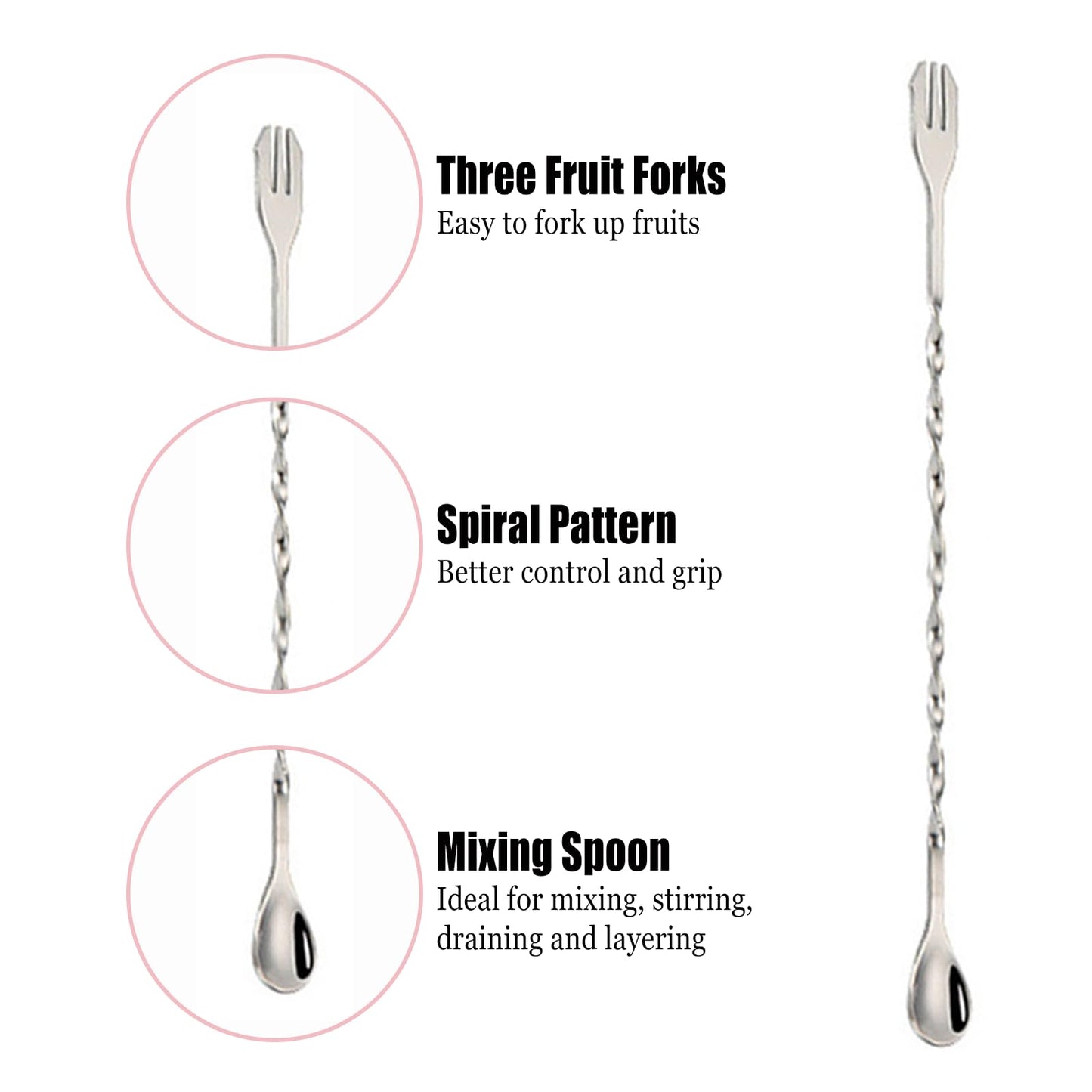 Muddler for Cocktails,Cocktail and Bar Tools for Lemonade 10" Muddler and Long Handle Bar Cocktail Mixing Spoon