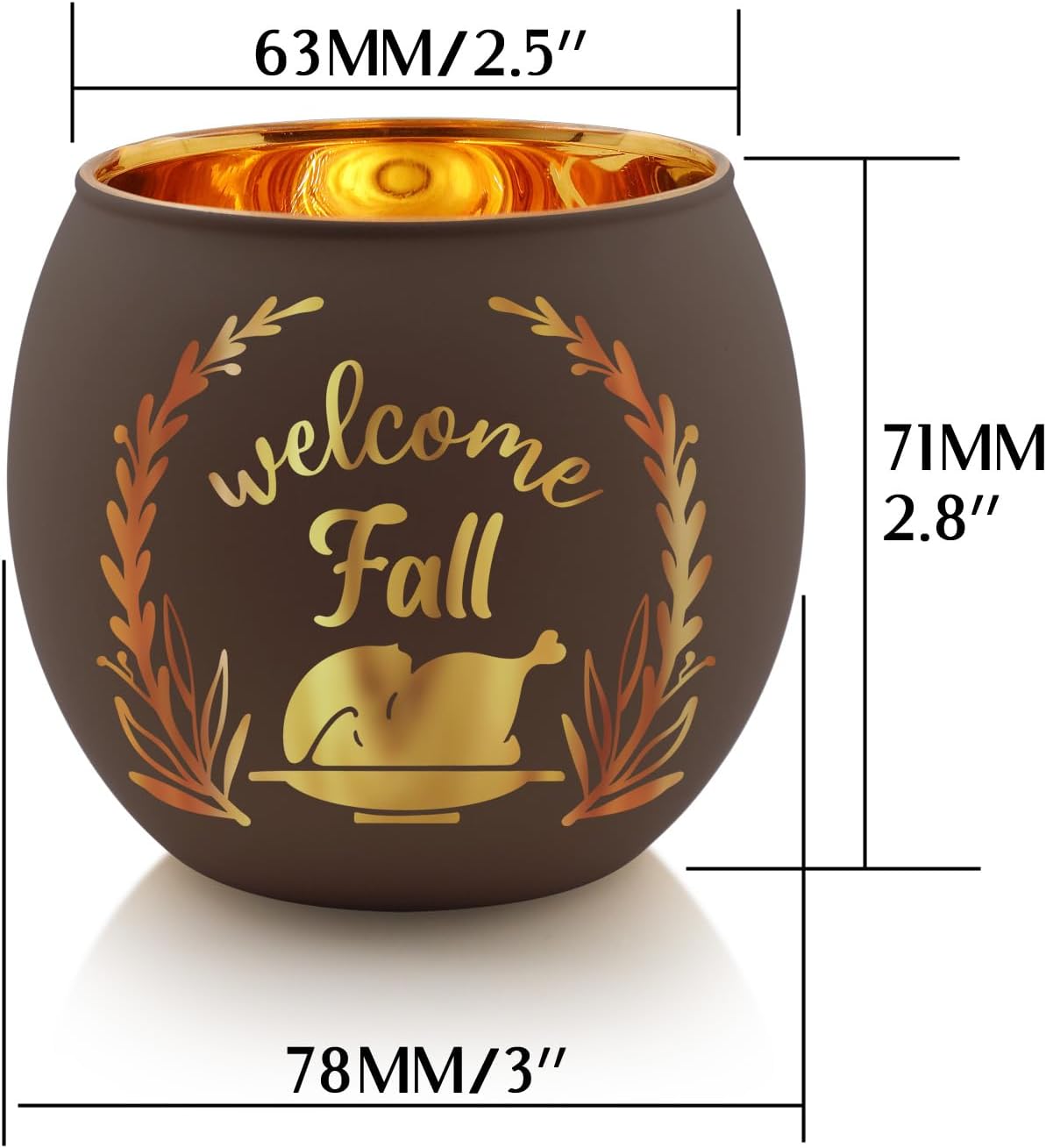 Thanksgiving Votive Candle Holder Set by [Brand Name] - 6 Glass Holders with Laser Engraved Designs for Fall Centerpiece Decor