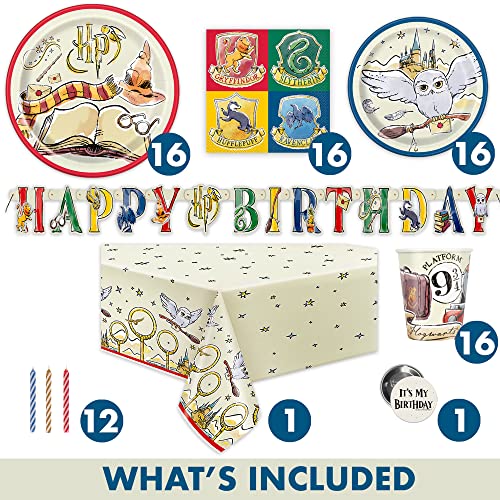 Harry Potter Birthday Decorations Set with Banner, Tablecloth & Party Supplies