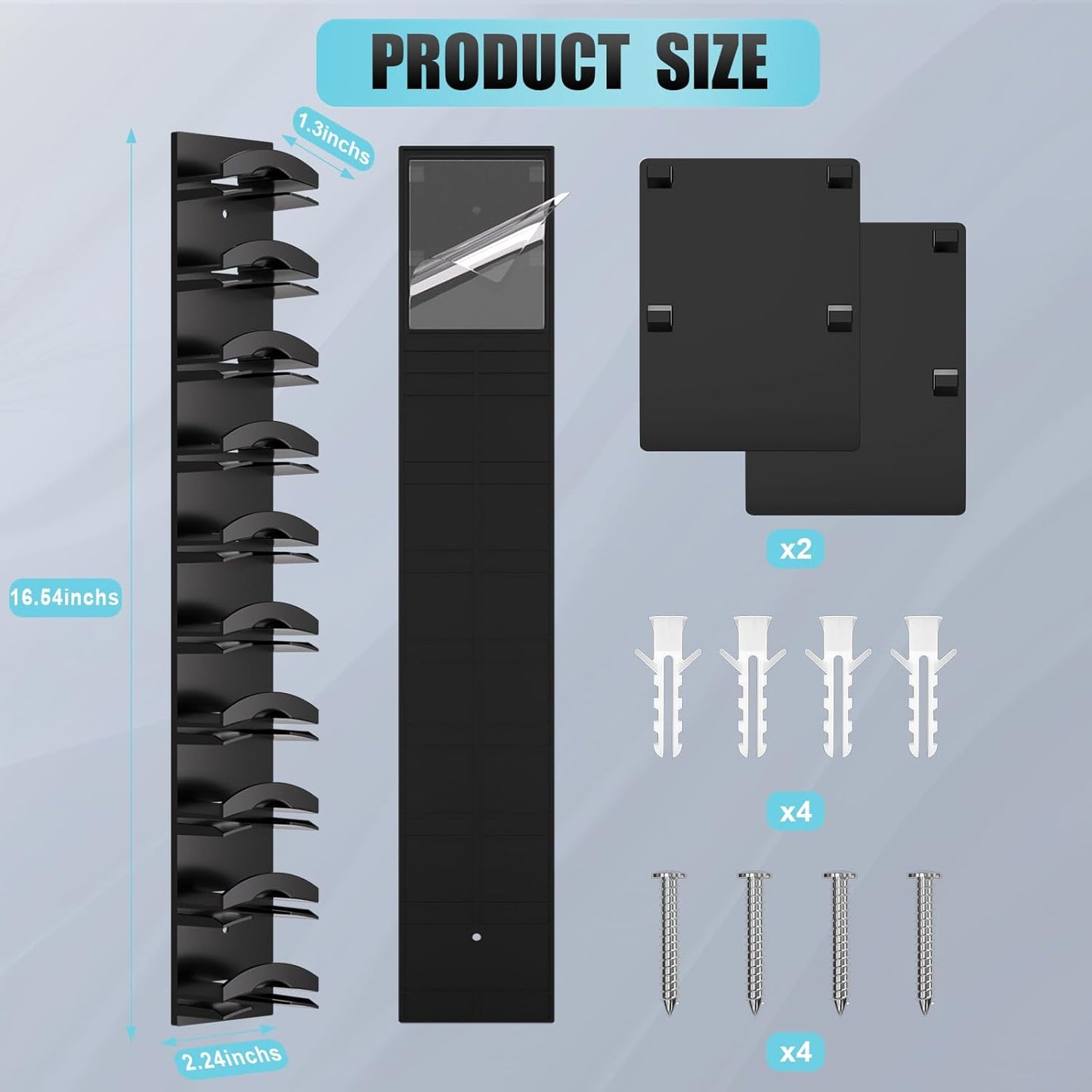 Skiennix Hat Organizer - Wall-Mounted Rack for 20 Baseball Caps | Strong Adhesive & Multi-Layer Design (Black)