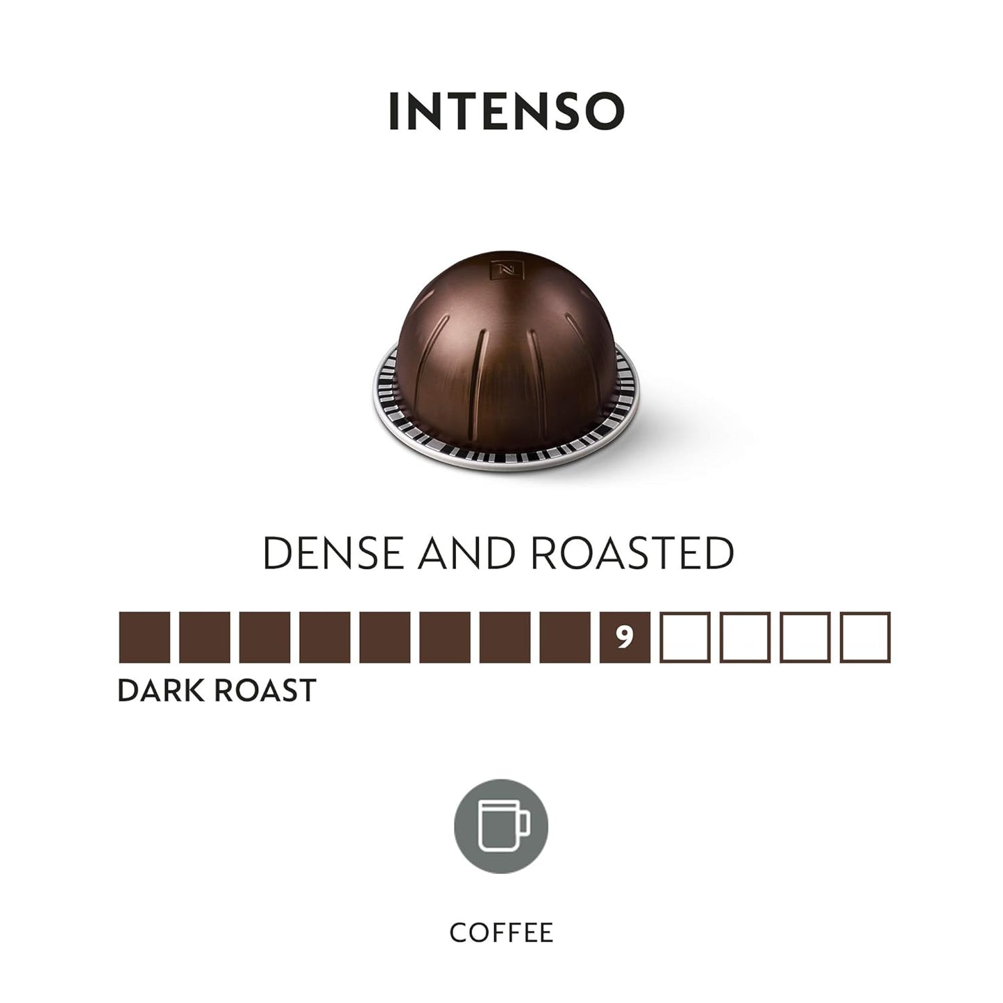 Nespresso Vertuo Intenso Dark Roast Coffee Capsules - 30-Count Pods for 7.8oz Brews