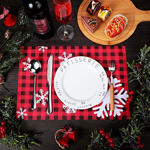 Patelai Red Buffalo Plaid Christmas Paper Placemats - 24 Disposable Holiday Table Mats