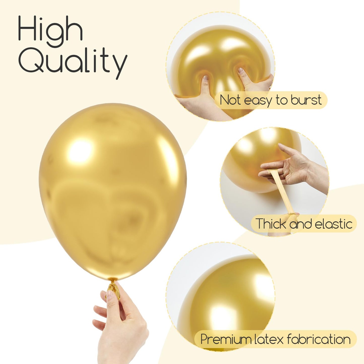 Awenztech 120pcs Metallic Gold Balloon Arch Kit, 18 12 10 5 inch Chrome Gold Latex Balloons Different Sizes Metallic Gold Balloon Garland for Graduation Engagement Wedding Birthday Party Decorations
