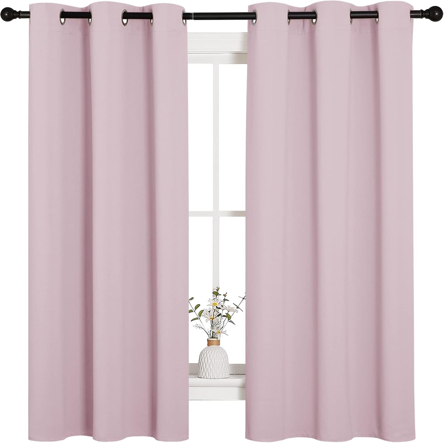 NICETOWN Blackout Curtains - Thermal Insulated Grommet Top Drapes | Baby Pink, 42 x 63 Inches (1 Pair)