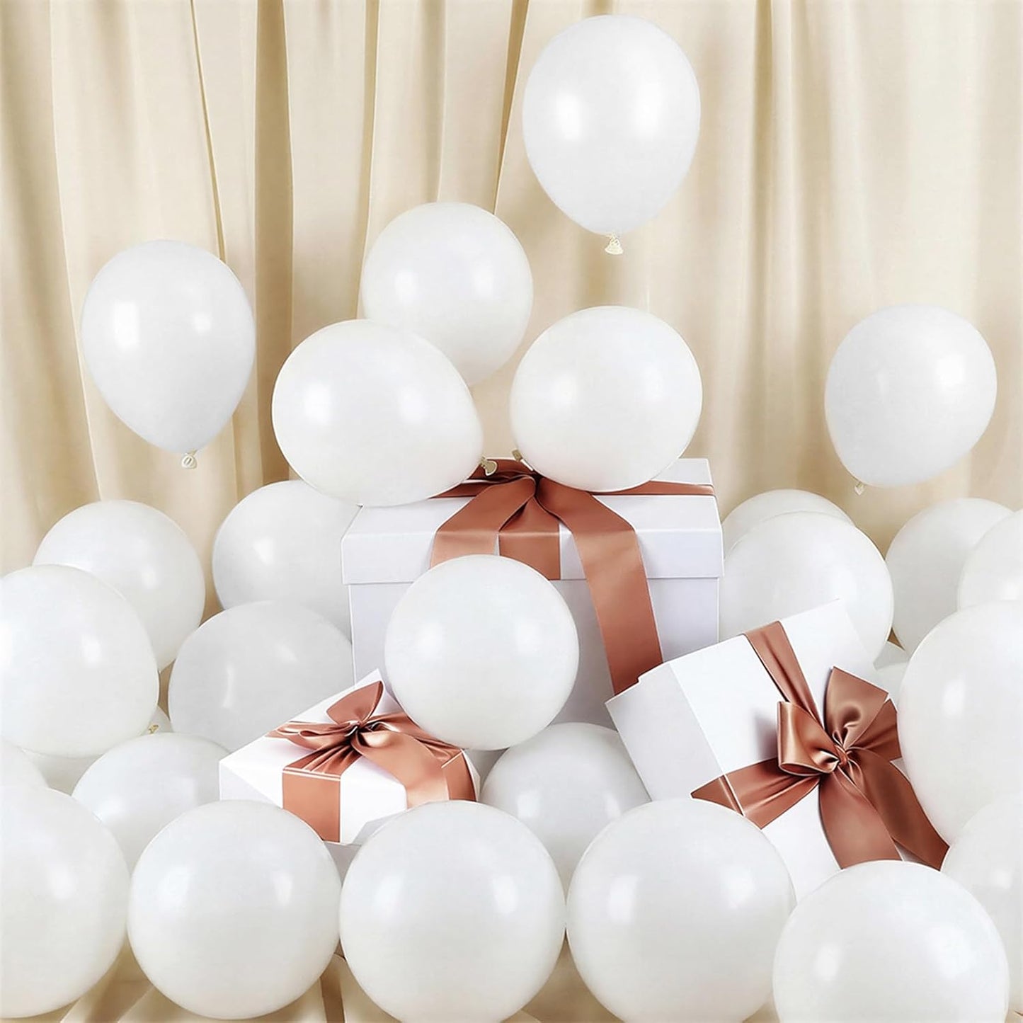 RUBFAC White Balloons - 5 Inch Latex Party Balloons | 120pcs for Graduation, Weddings & Celebrations