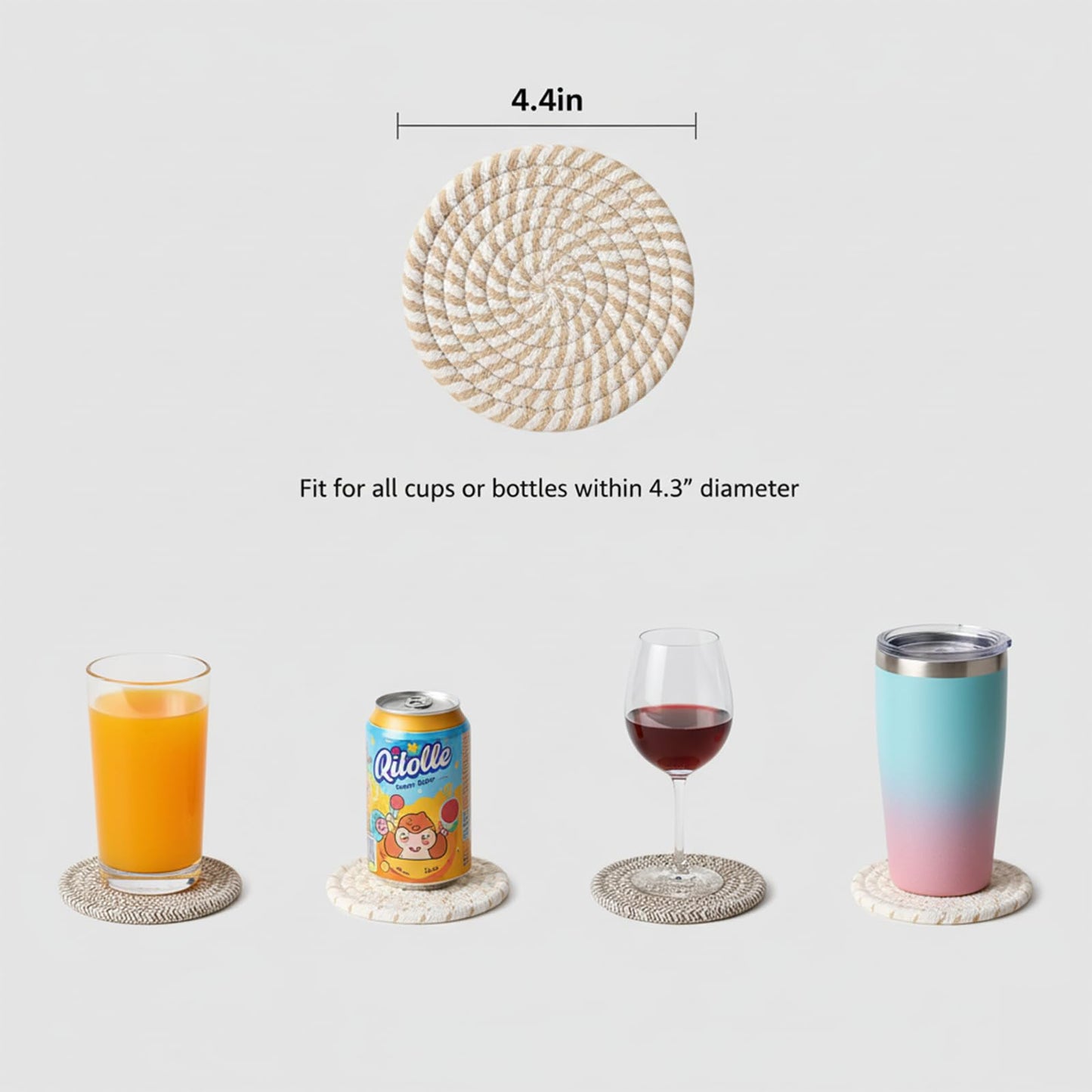 ZEXOLAP Drink Coasters Set of 8 with Holder – Cotton Woven Absorbent Coasters, 4 Colors for Coffee, Beer, Drinks & Tabletop Protection