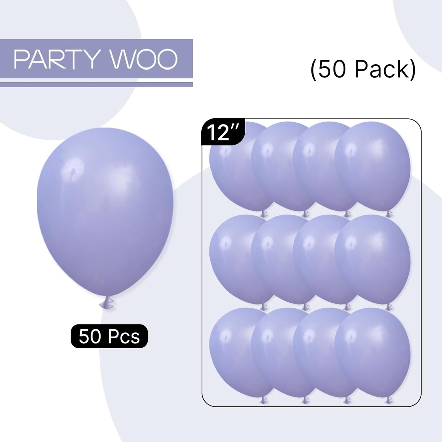 PartyWoo Dusty Purple Balloons - 50pcs 12 Inch Lavender Lilac Boho Decor for Events & Celebrations