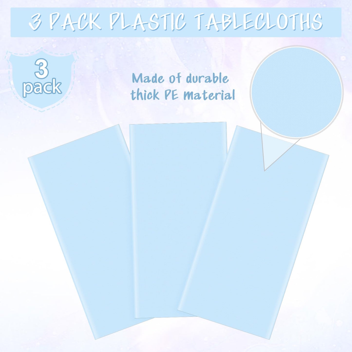 YIDAKO 12Pcs Light Blue Tablecloths,Disposable Plastic Tablecloth,Waterproof Baby Blue Rectangle Table Cover for Graduation Birthdays Weddings Anniversary Party Decorations,54 x 108 Inch