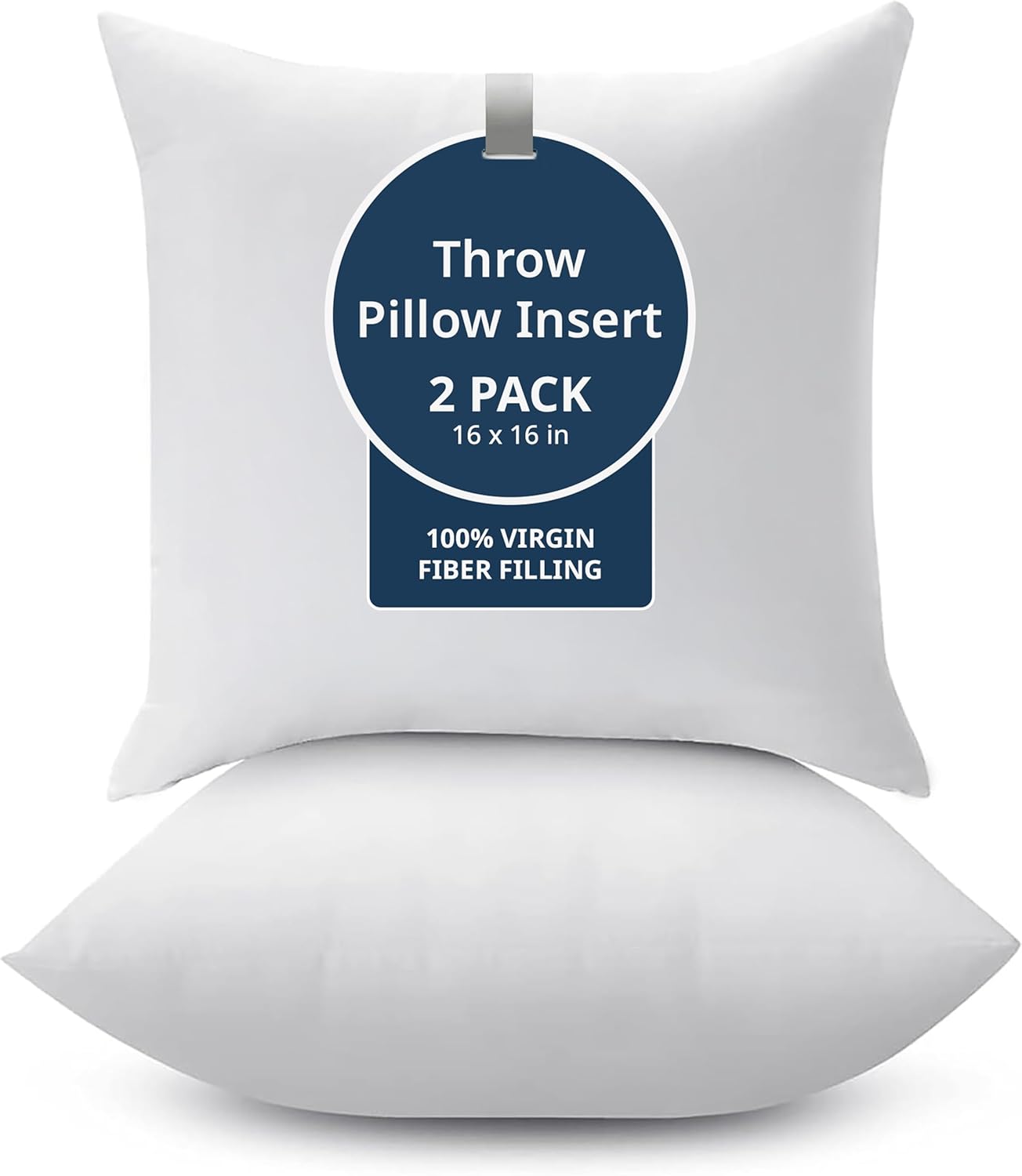LANE LINEN Throw Pillow Inserts - Pack of 2, 16x16 Decorative Pillow Fillers for Couch - White