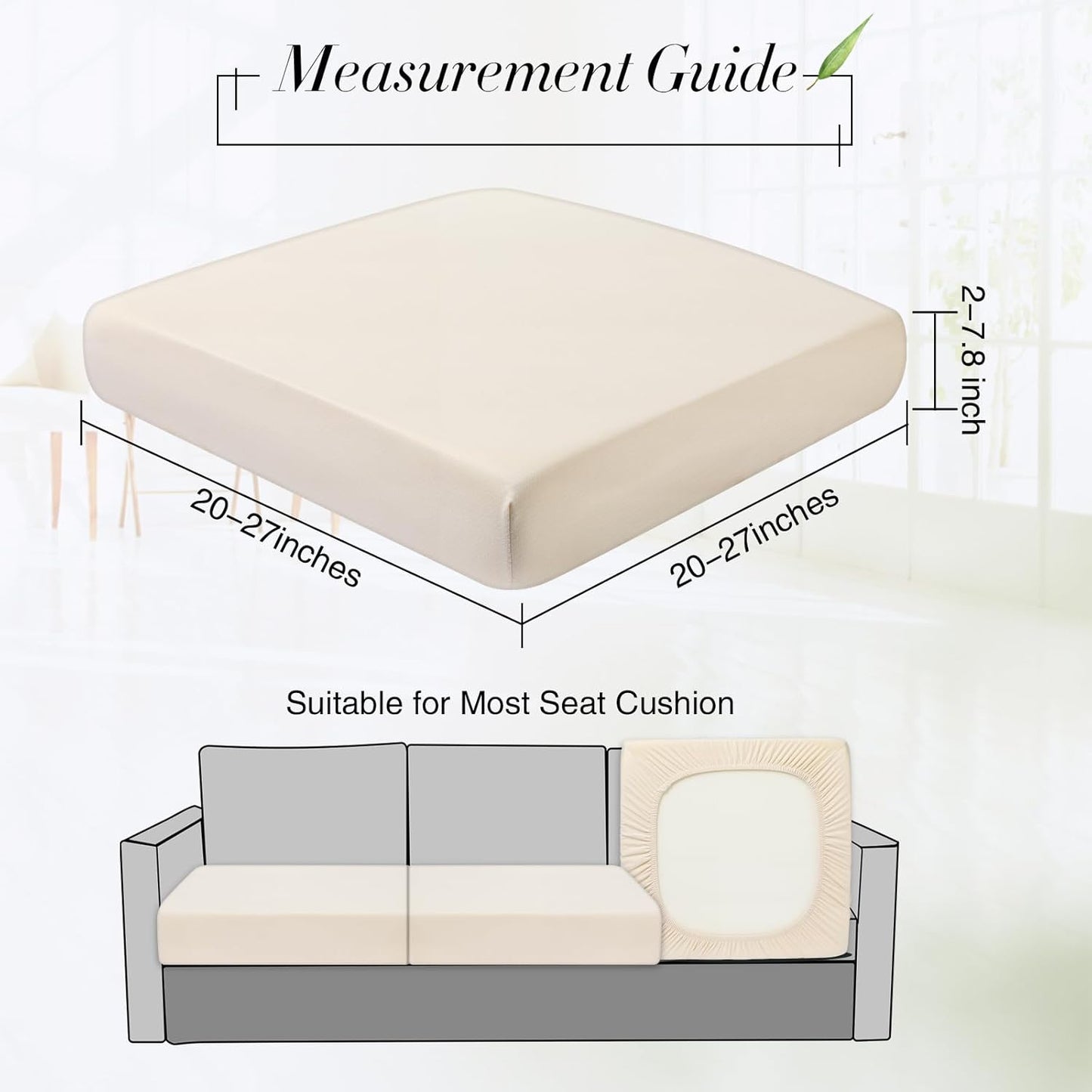 Newwiee Stretch Patio Cushion Covers - Set of 4 Washable Slipcovers for Sofa & Chairs | Beige