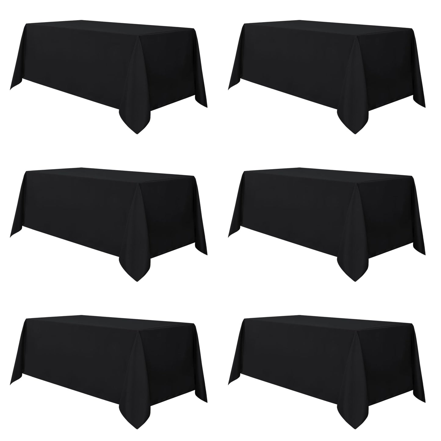 sancua 6 Pack Black Tablecloth 90 x 132 Inch - Rectangle Table Cloth for 6 Feet Tables Stain and Wrinkle Resistant Washable Polyester Table Cover for Dining Wedding Banquet Party Buffet Restaurant