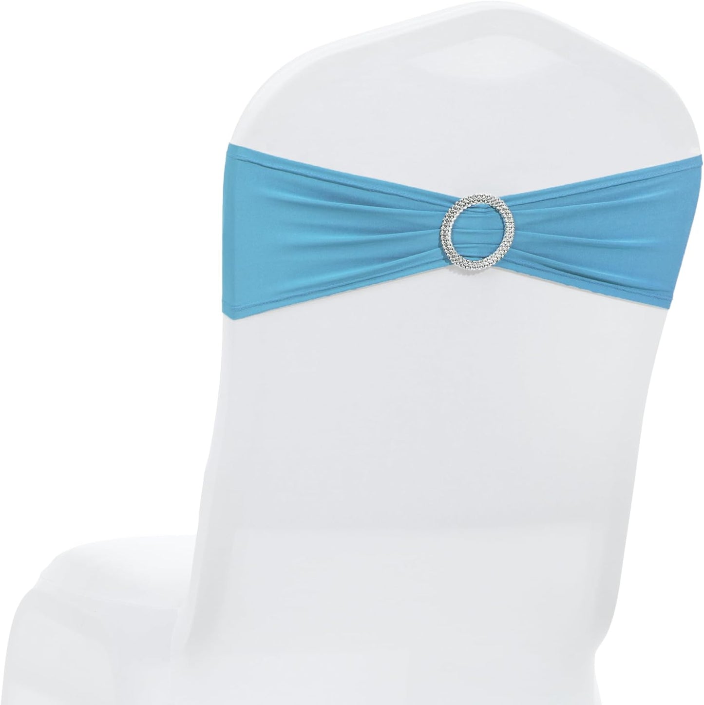 MDS Spandex Chair Sashes - Universal Fit Elastic Stretch Bands with Buckle for Weddings | Blue - Pack of 250