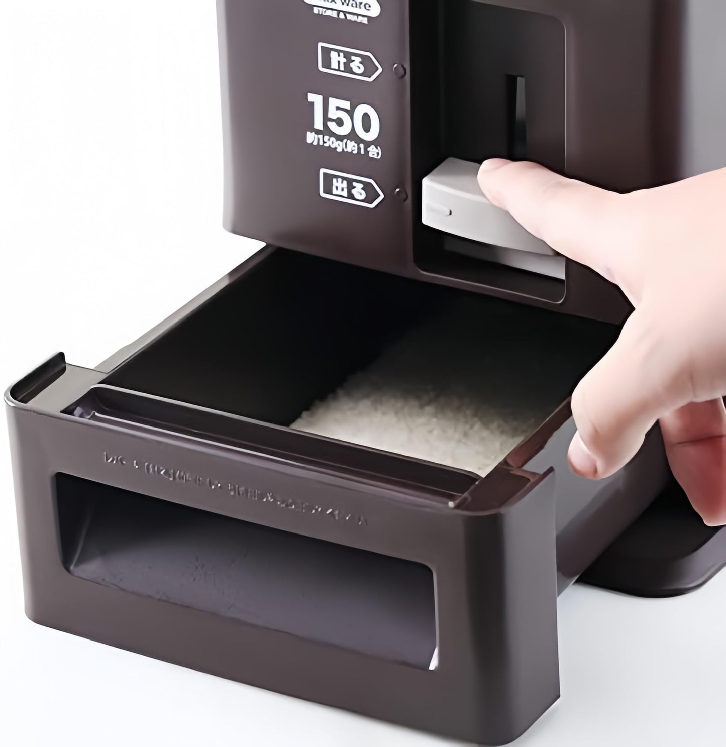 i Kito 26 Pounds Rice Dispenser with Measuring Container,Large Countertop Kitchen Storage for Dry Food,Oatmeal, Beans, Grains, Kitchen Organization Box,Coffee Black